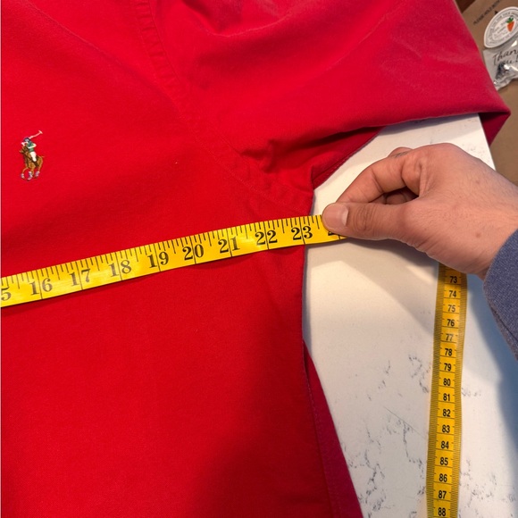 Ralph Lauren long sleeve oxford button down shirt with striped details Red - Picture 3 of 9
